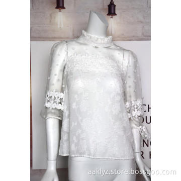 Women's Flocking  And Cut Flower Fabric Tops